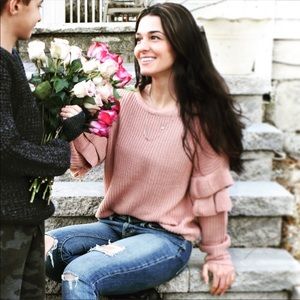 Ruffle sleeve sweater